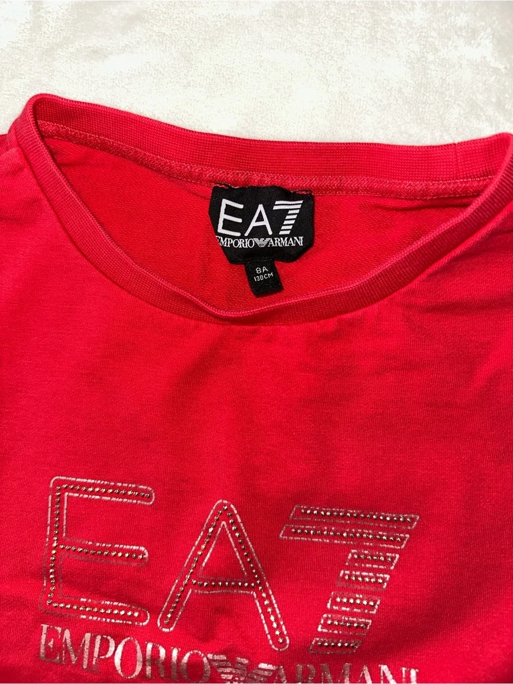 Emporio Armani Kids Bright Red EA7 Logo Sweatshirt